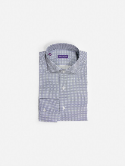 Patrick Hellmann CollectionMen Shirt With Navy Blue Flower Patternimage993